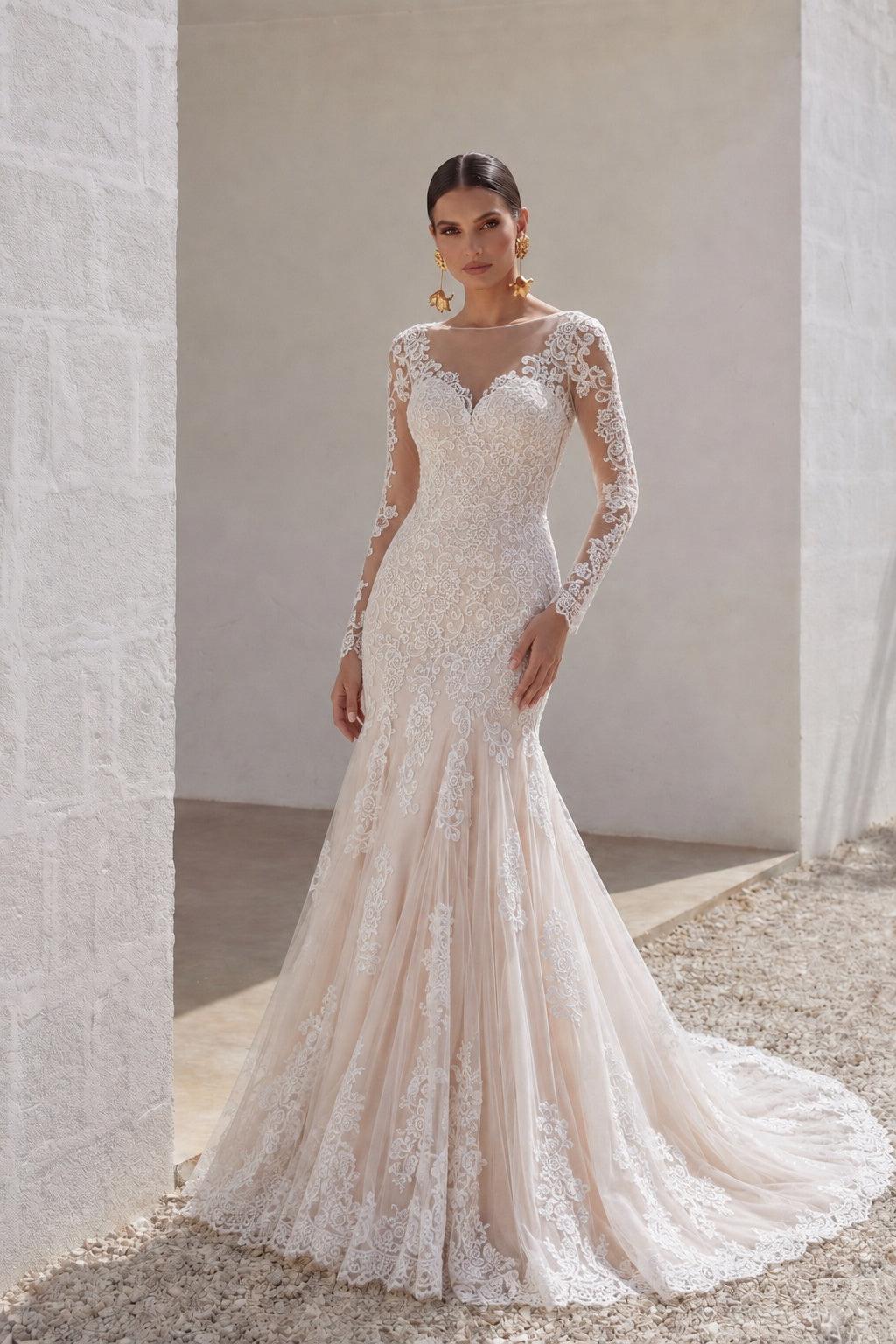 Trumpet-Mermaid Court Train Lace Wedding Dress CWXT14051 - 45 Days / As Picture:Ivory/Champagne / US0-UK2-EUR30 - COCOMELODY